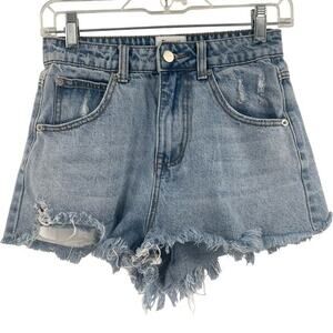 Princess Polly Blue Distressed Jean Shorts size 2